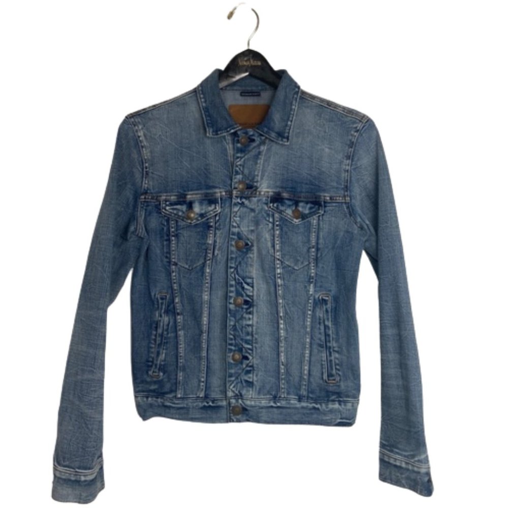 American Eagle Outfitters Small Denim Jacket Extreme Flex Blue Button Up Vintage